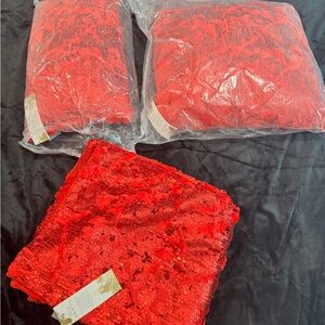 NWT Aviva Stanoff Red Sequin Throw and two pillows